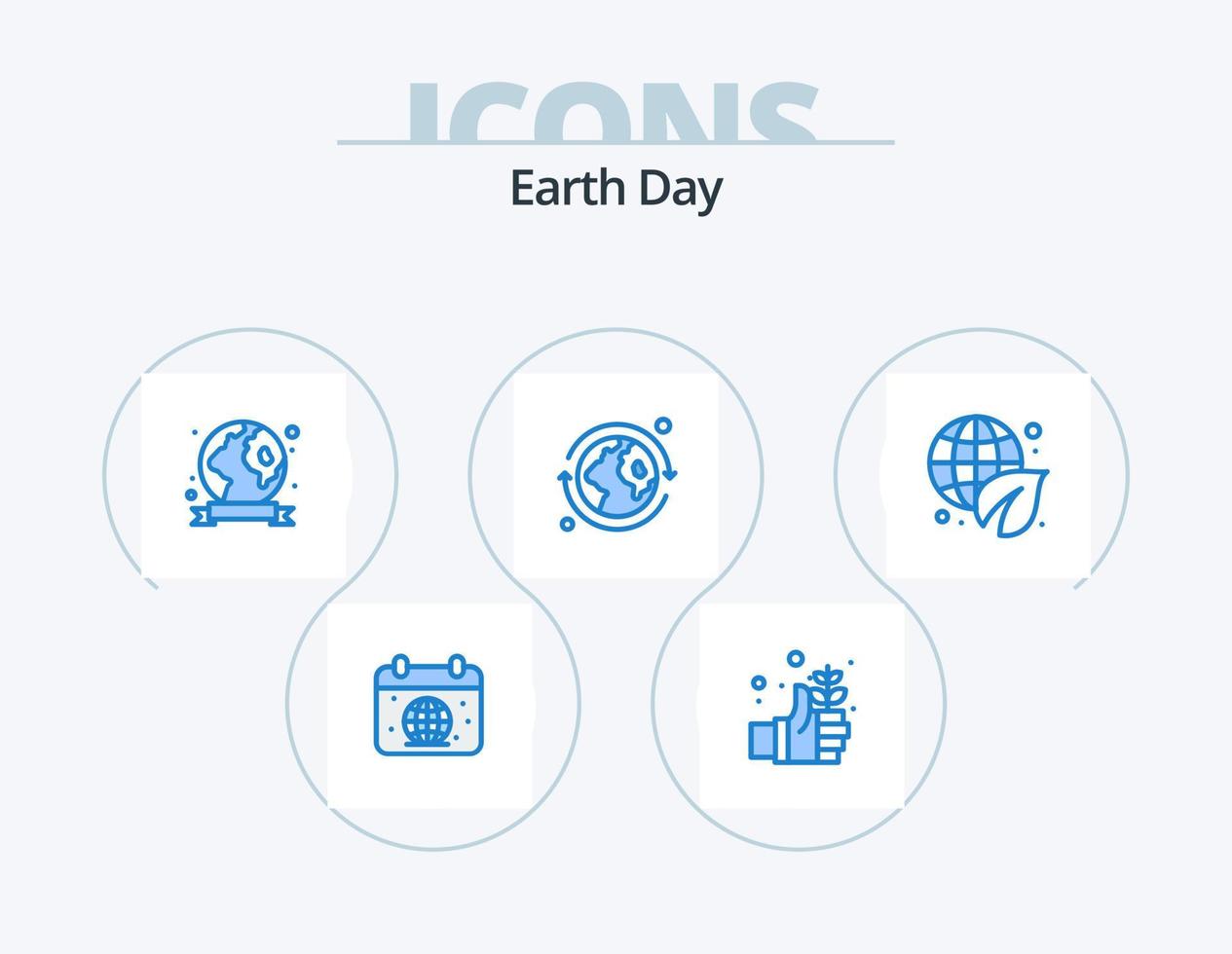 jord dag blå ikon packa 5 ikon design. ekologi. värld. hand. dag. miljö vektor