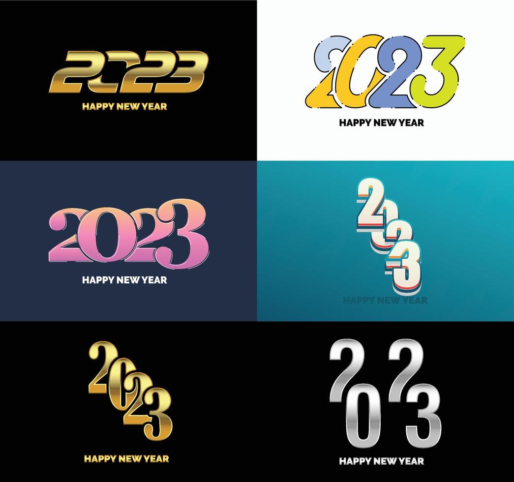 große reihe von 2023 frohes neues jahr logo text design 2023 zahlenentwurfsvorlage vektor