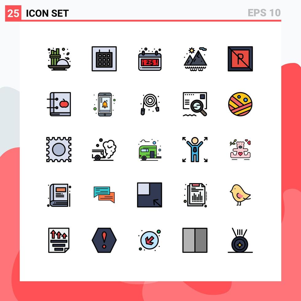 satz von 25 modernen ui symbolen symbole zeichen für apfelparkplatz weihnachtspark sonne editierbare vektordesignelemente vektor