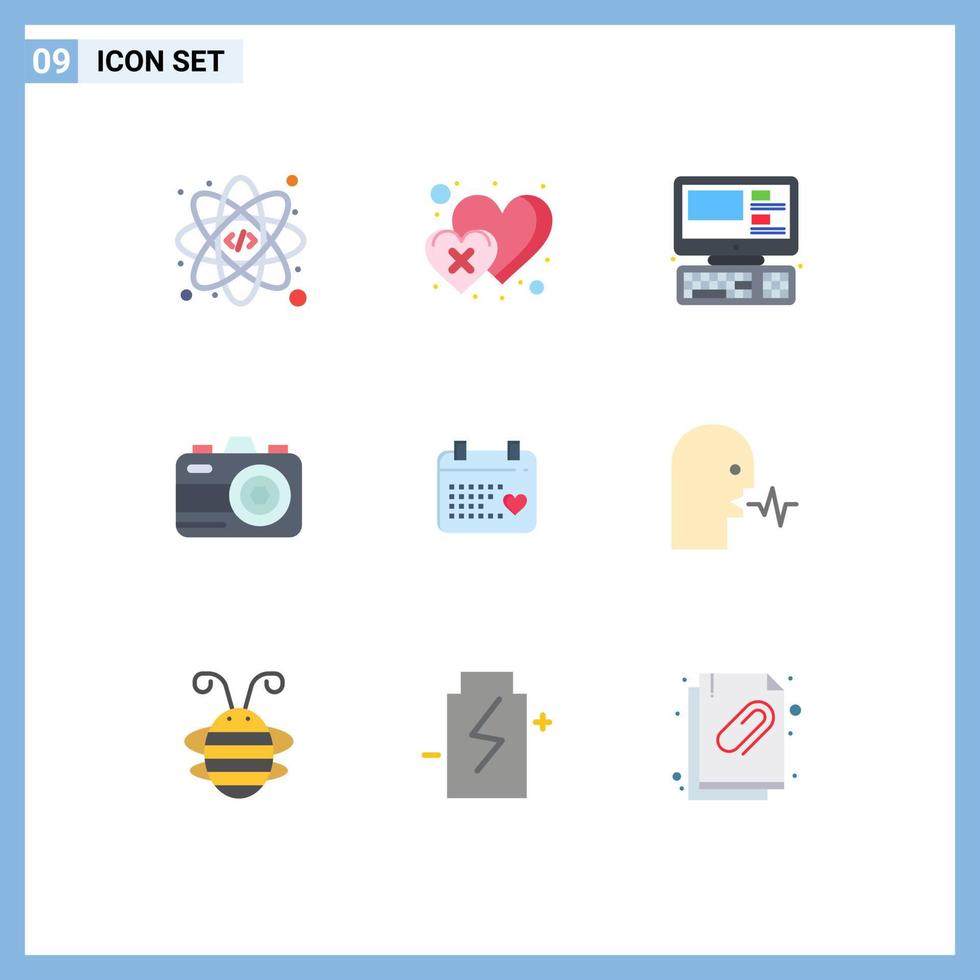 uppsättning av 9 modern ui ikoner symboler tecken för bröllop dag övervaka kalander Foto redigerbar vektor design element