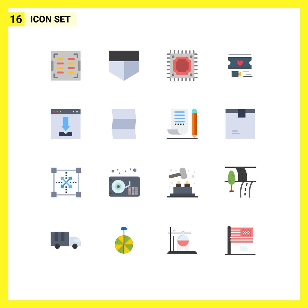 piktogram uppsättning av 16 enkel platt färger av läser in ladda ner processor browser bröllop redigerbar packa av kreativ vektor design element