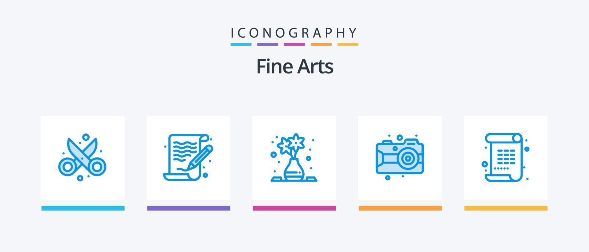 Fine Arts Blue 5 Icon Pack inklusive Gedicht. malen. Datei. Künste. griechisch. kreatives Symboldesign vektor