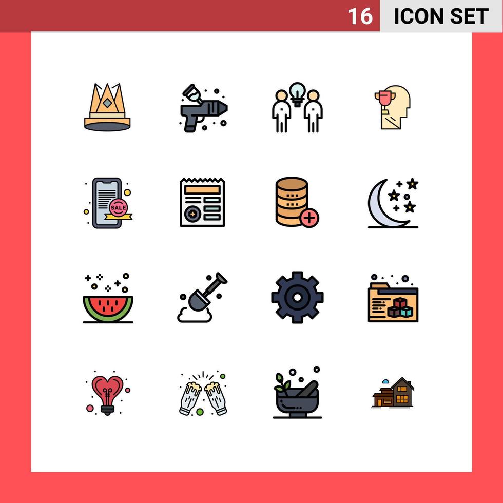 platt Färg fylld linje packa av 16 universell symboler av tilldela sinne måla lagarbete människor redigerbar kreativ vektor design element