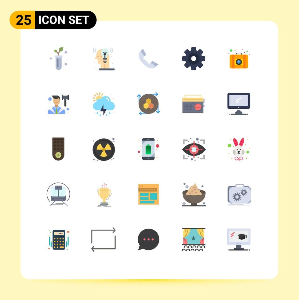 satz von 25 kommerziellen flachen farbenpaketen für medizinische fall-multimedia-anruf-media-player-ausrüstung editierbare vektordesignelemente vektor