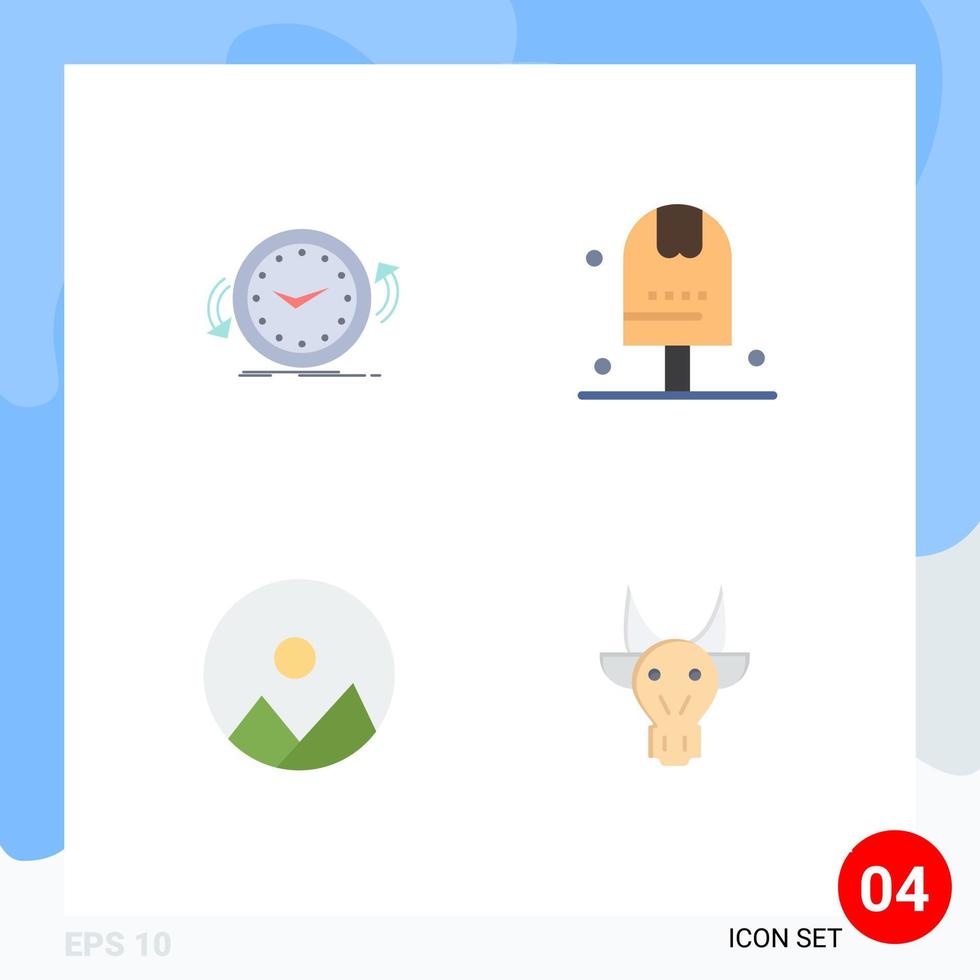 flaches Icon-Paket mit 4 universellen Symbolen für Backup-Set-Zähler getan Natur editierbare Vektordesign-Elemente vektor