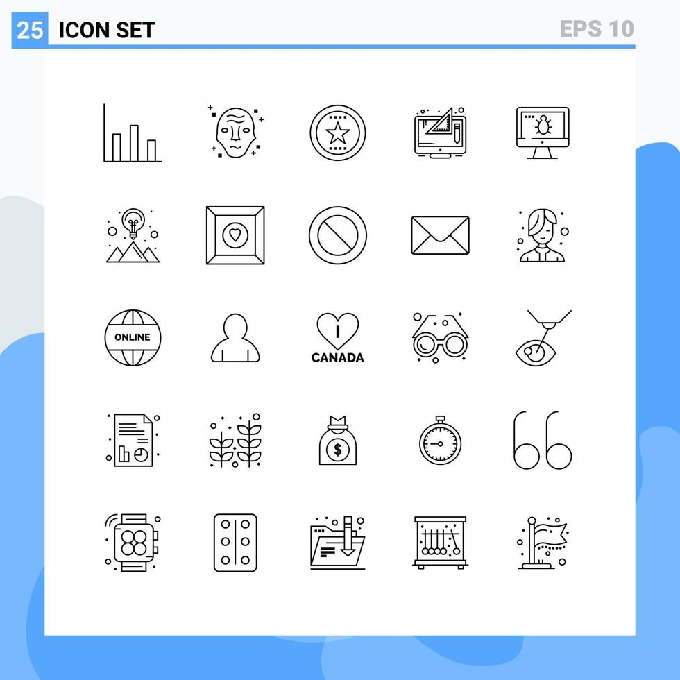 uppsättning av 25 modern ui ikoner symboler tecken för tänkande digital tilldela design stjärna redigerbar vektor design element