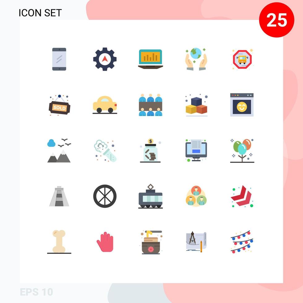 uppsättning av 25 modern ui ikoner symboler tecken för märka buss Graf väktare jord sparande redigerbar vektor design element