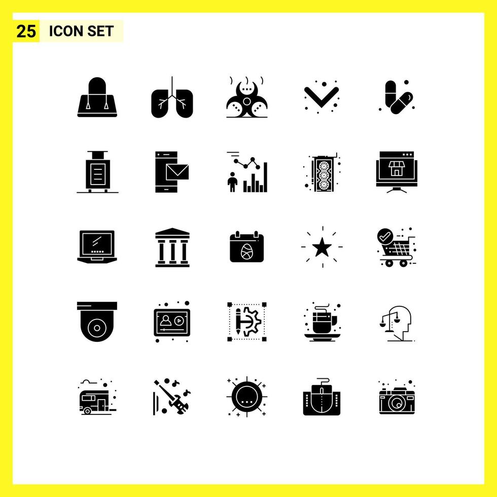 uppsättning av 25 modern ui ikoner symboler tecken för väska muskel infektion hälsa kropp redigerbar vektor design element