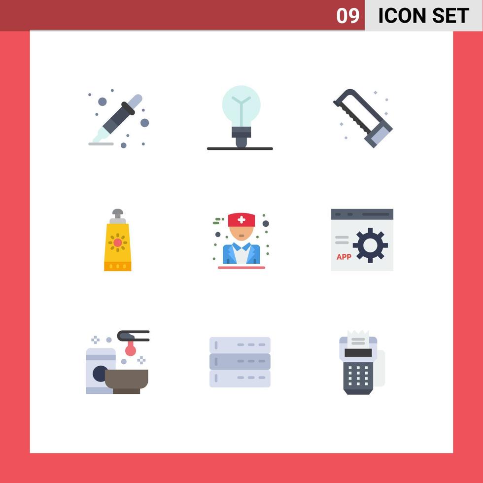 9 universell platt färger uppsättning för webb och mobil tillämpningar browser manlig rörmokare läkare solkräm redigerbar vektor design element