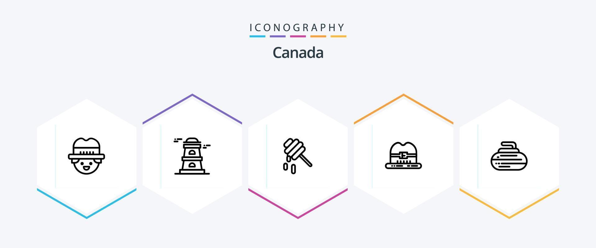 Kanada 25-Zeilen-Icon-Paket einschließlich . Sport. Honig. Ausrüstung. Schalen vektor