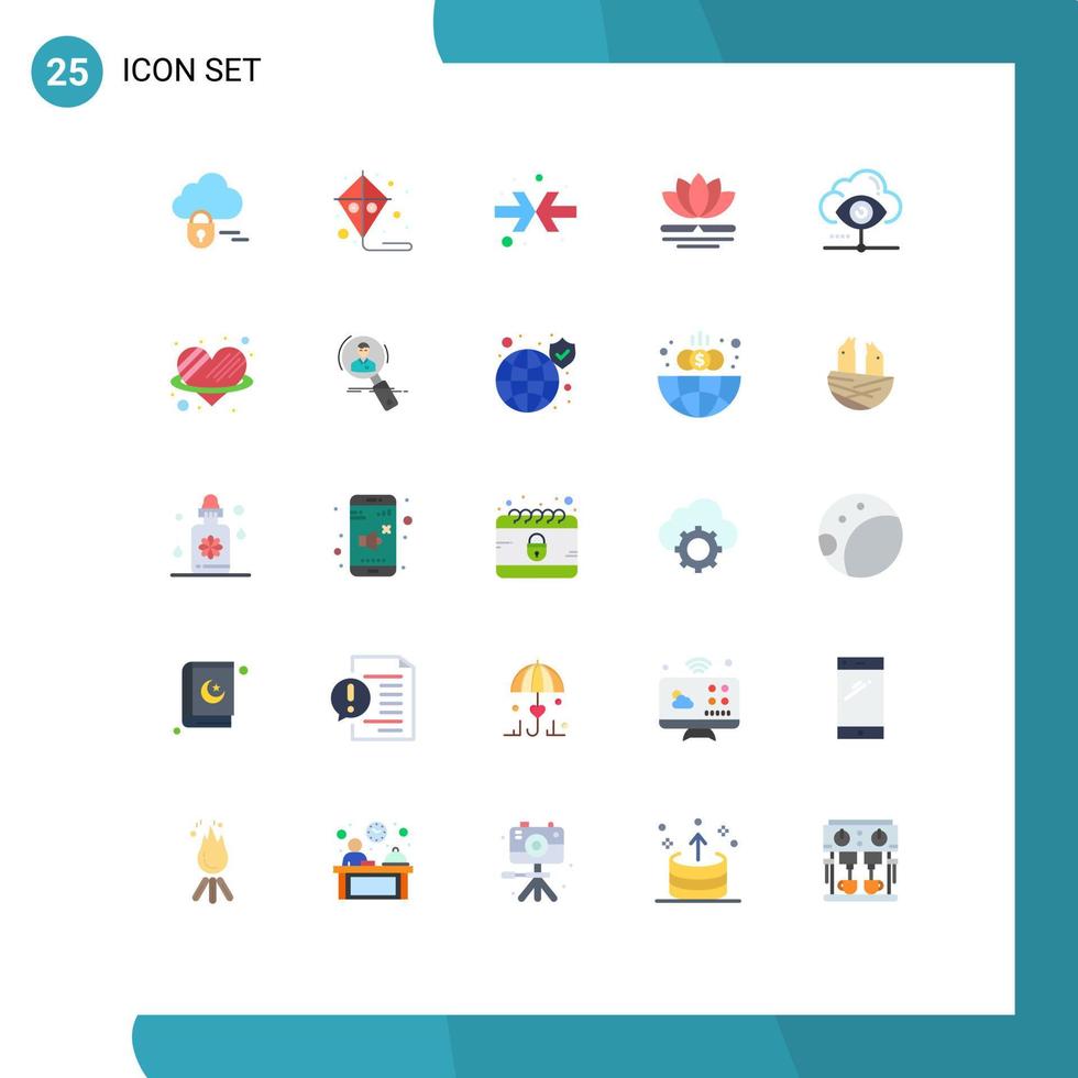 25 flaches Farbpaket der Benutzeroberfläche mit modernen Zeichen und Symbolen der Share View Shrink Vision Chinesische editierbare Vektordesign-Elemente vektor