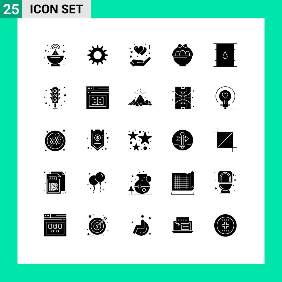 gruppe von 25 modernen soliden glyphen für logistikzylinder handbehälter ostern editierbare vektordesignelemente vektor