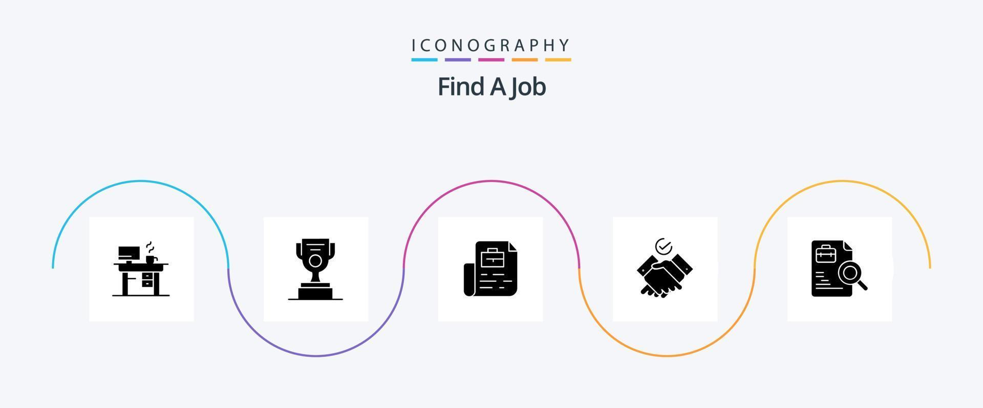 finde ein job glyph 5 icon pack inklusive suche. Arbeiter. dokumentieren. Arbeit. Arbeit vektor