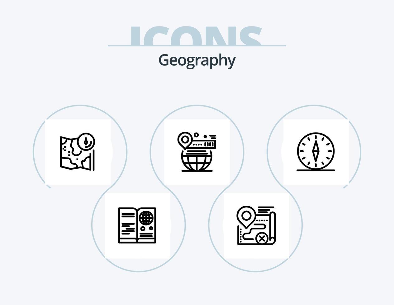 geo grafisk linje ikon packa 5 ikon design. värld. Karta. växt. geografi. jord vektor