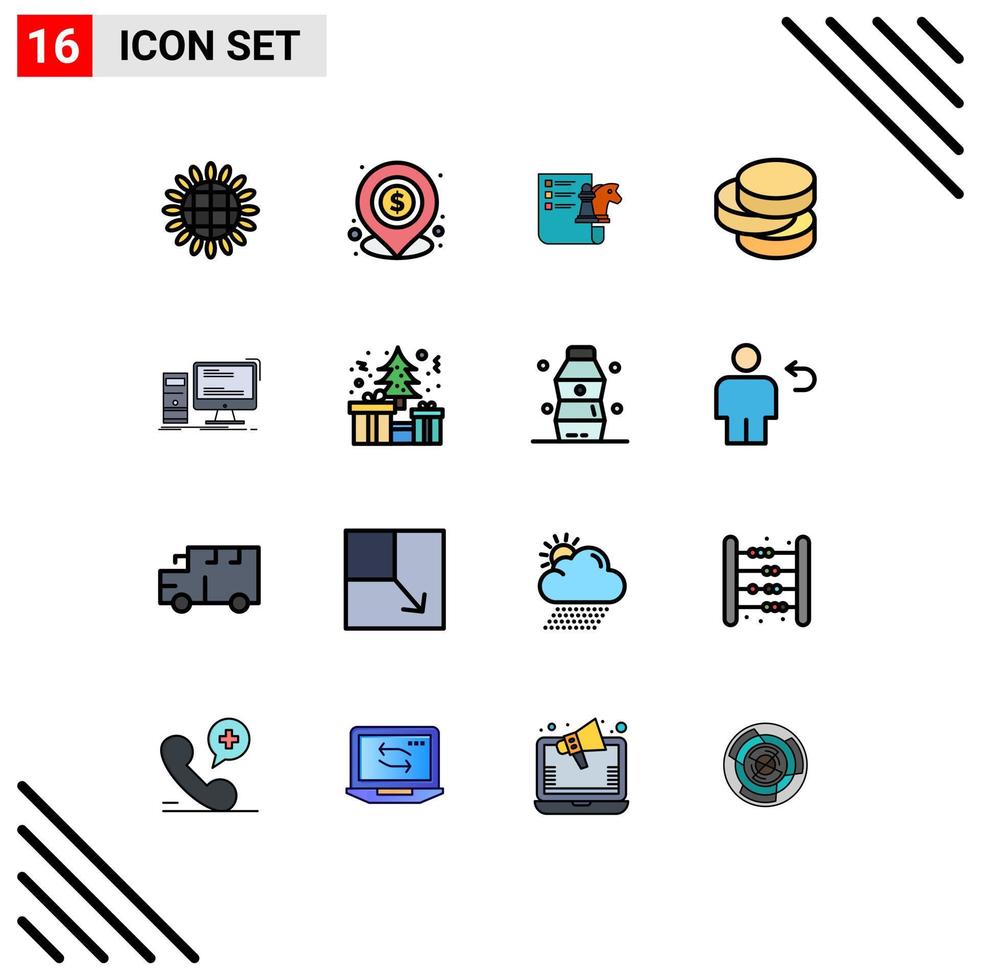 uppsättning av 16 modern ui ikoner symboler tecken för skrivbordet pengar plats mynt planera redigerbar kreativ vektor design element