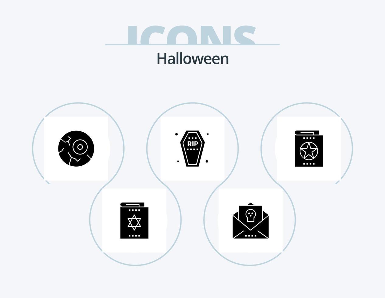 halloween glyf ikon packa 5 ikon design. begravning. Kista. Semester. skrin. natt vektor