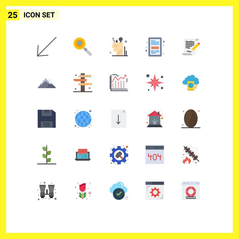 Packung mit 25 kreativen flachen Farben der Kunstdatei digitales Bildungsbuch editierbare Vektordesign-Elemente vektor