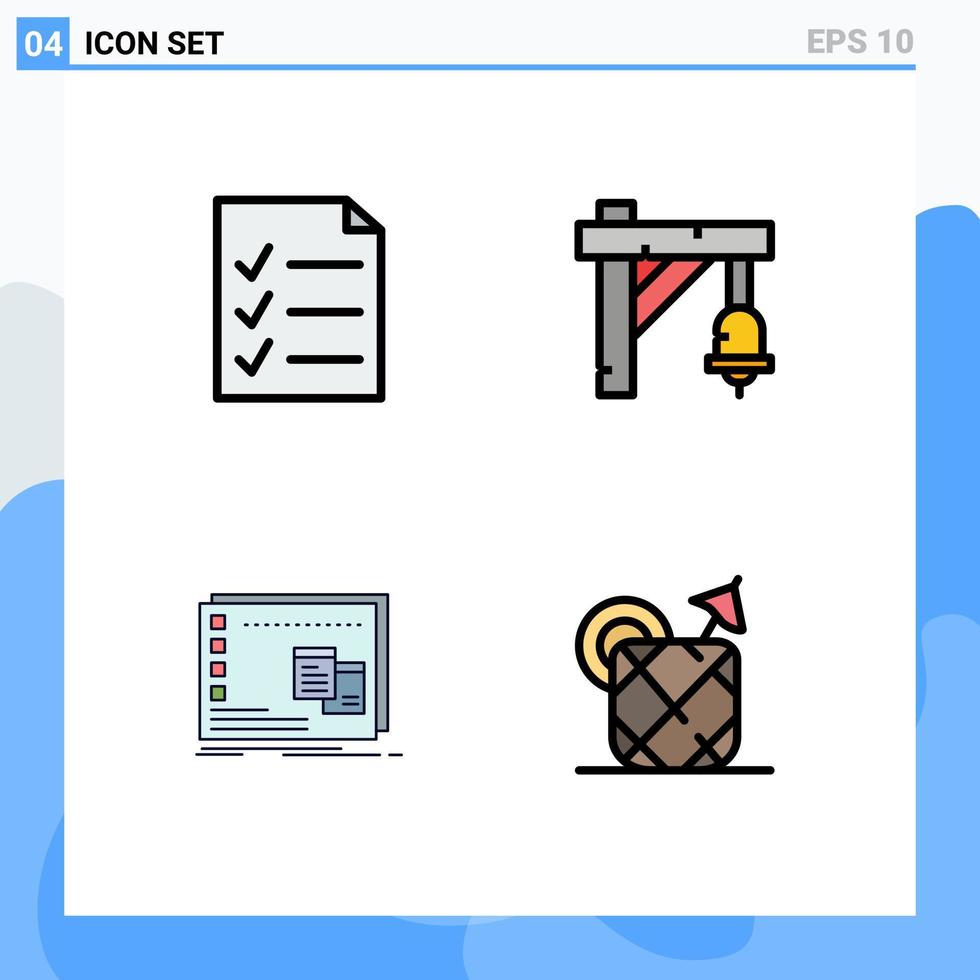 moderner Satz von 4 gefüllten flachen Farben und Symbolen wie bearbeitbare Vektordesign-Elemente für das operative Glockentransportprogramm des Dokuments vektor