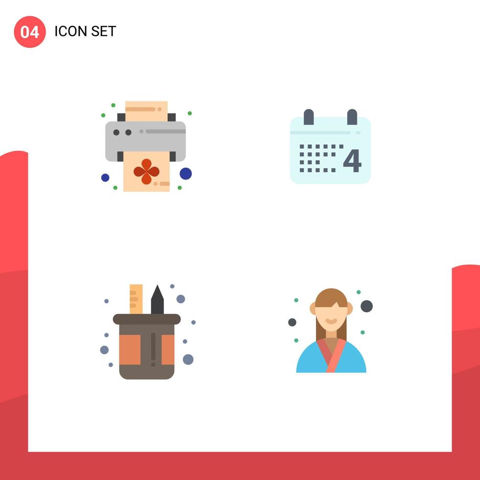 4 universell platt ikoner uppsättning för webb och mobil tillämpningar enhet penna kalander amerikan pott redigerbar vektor design element