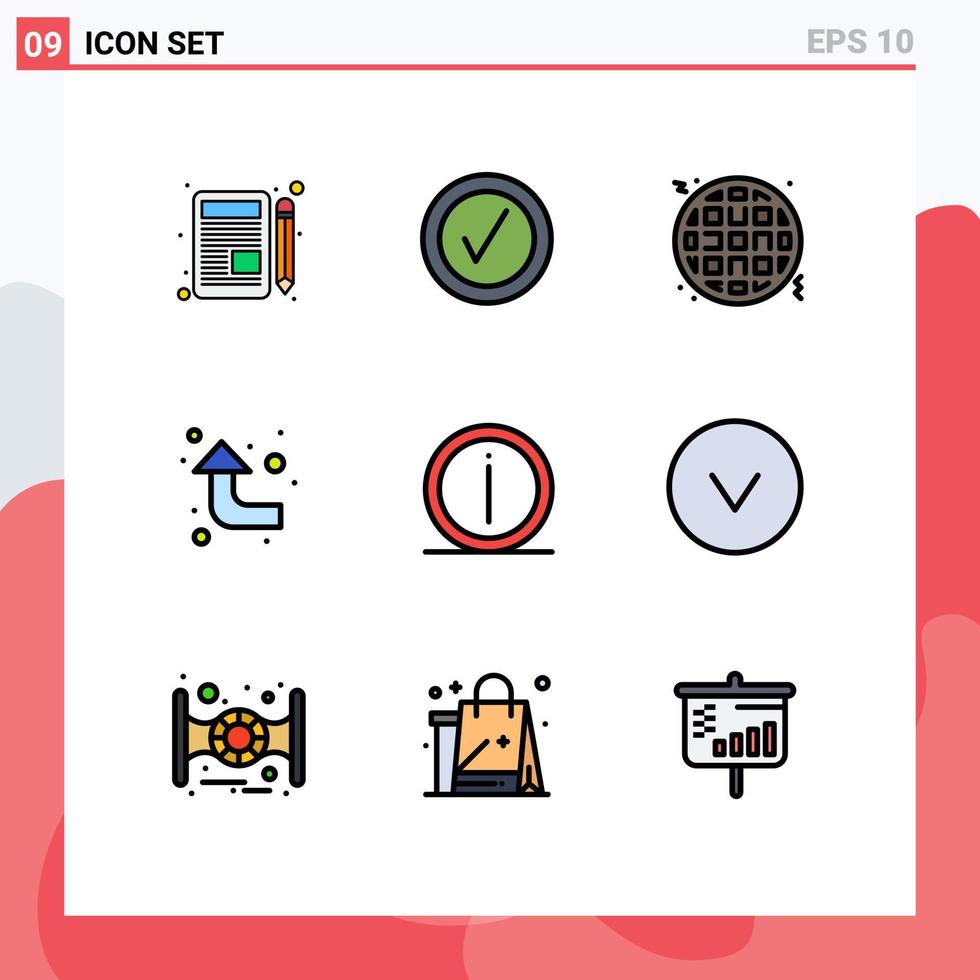 9 universell fylld linje platt Färg tecken symboler av information hjälp mat faq vänster redigerbar vektor design element