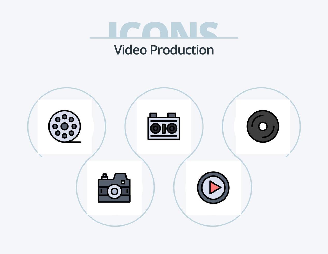 video produktion linje fylld ikon packa 5 ikon design. . filma . multimedia. TV . foton vektor