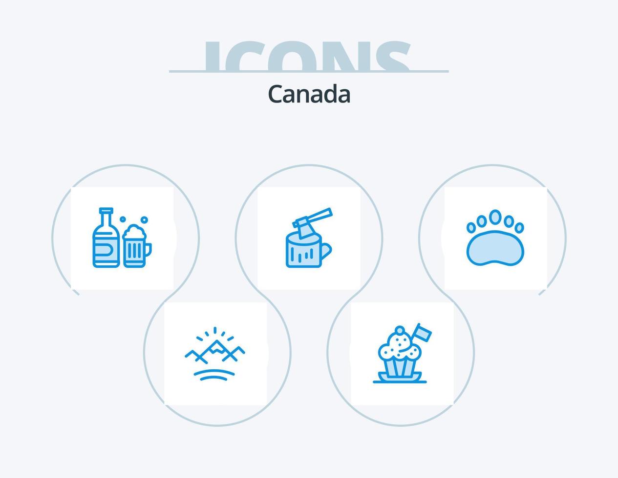 kanada blå ikon packa 5 ikon design. bricka. timmer. flagga. logga. kanada vektor
