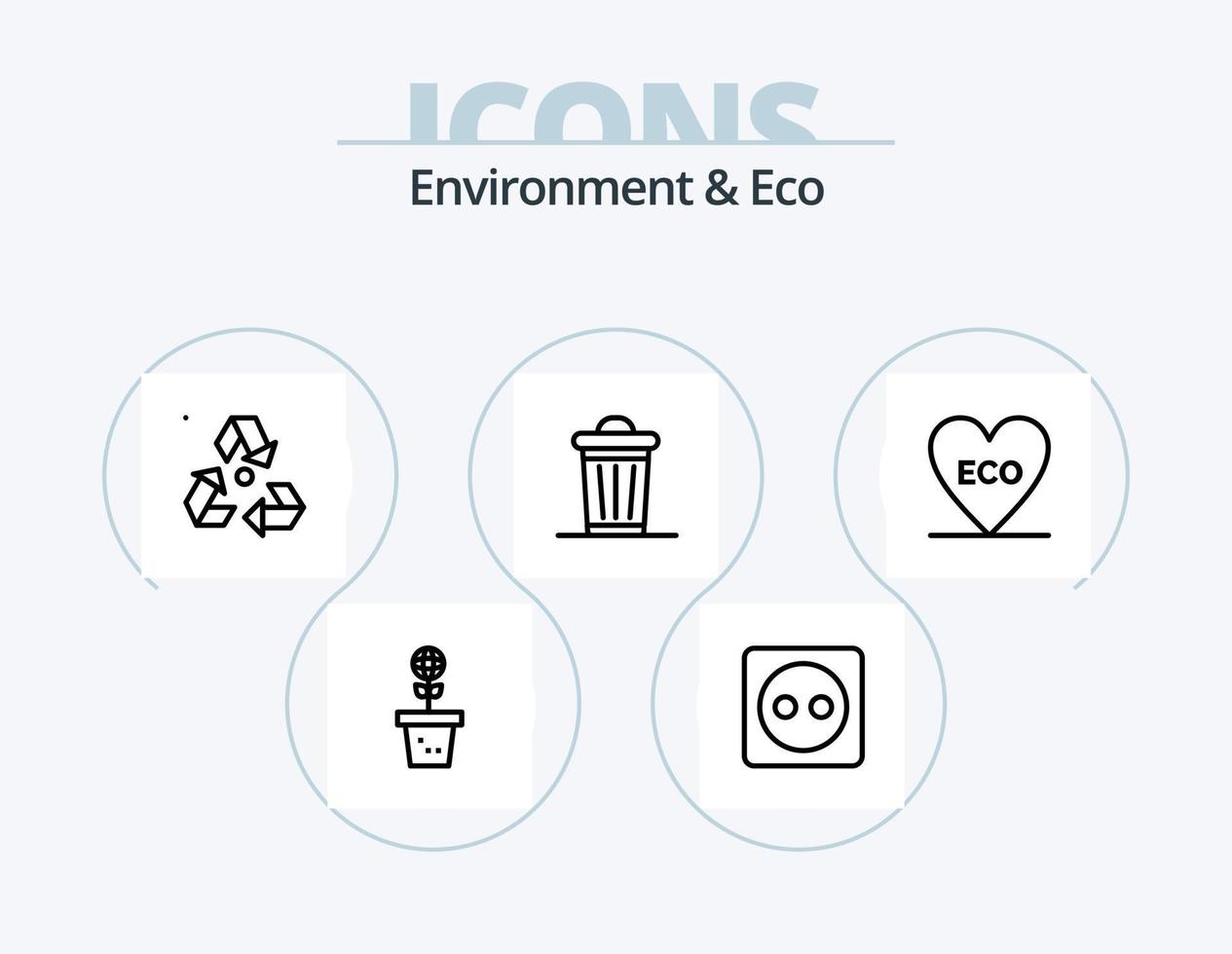 miljö och eco linje ikon packa 5 ikon design. miljö. eko. hjärta. natur. miljö vektor