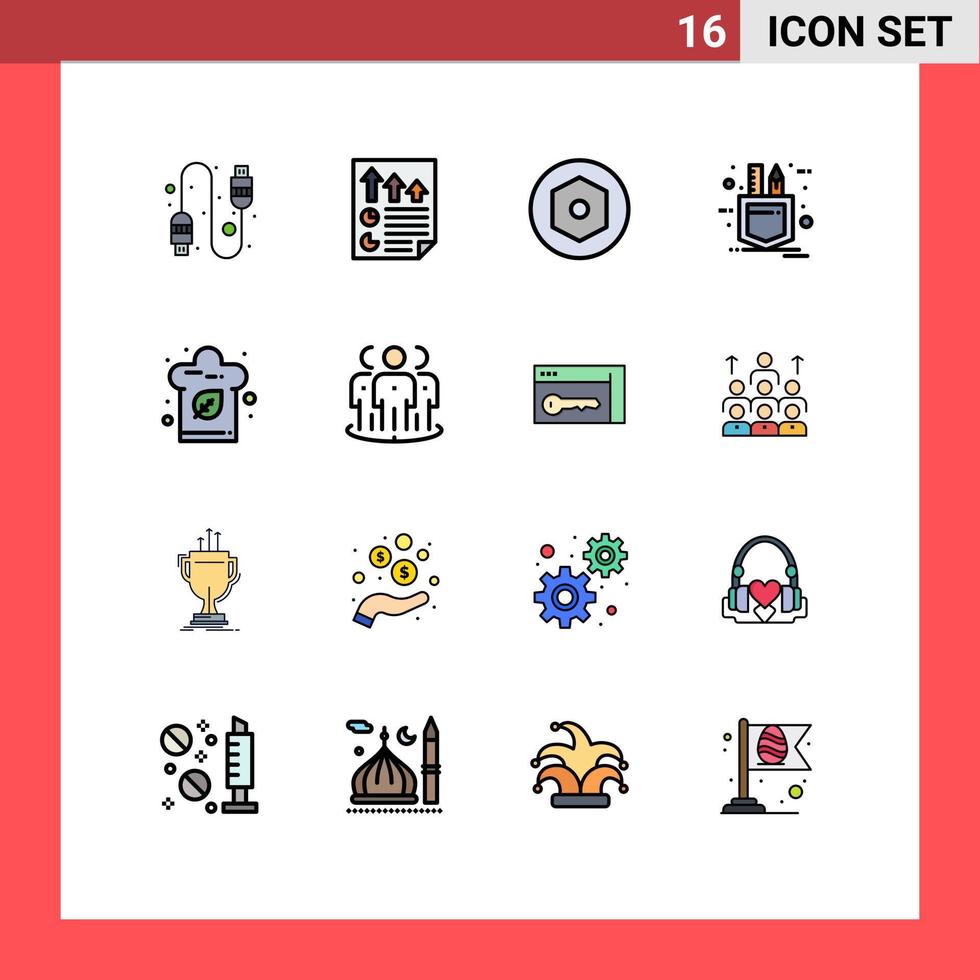 satz von 16 modernen ui-symbolen symbolzeichen für hutkoch interne skizzentasche editierbare kreative vektordesignelemente vektor