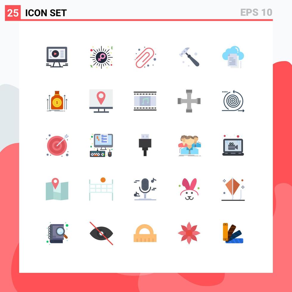 piktogram uppsättning av 25 enkel platt färger av moln filer tillbaka till skola data konstruktion redigerbar vektor design element
