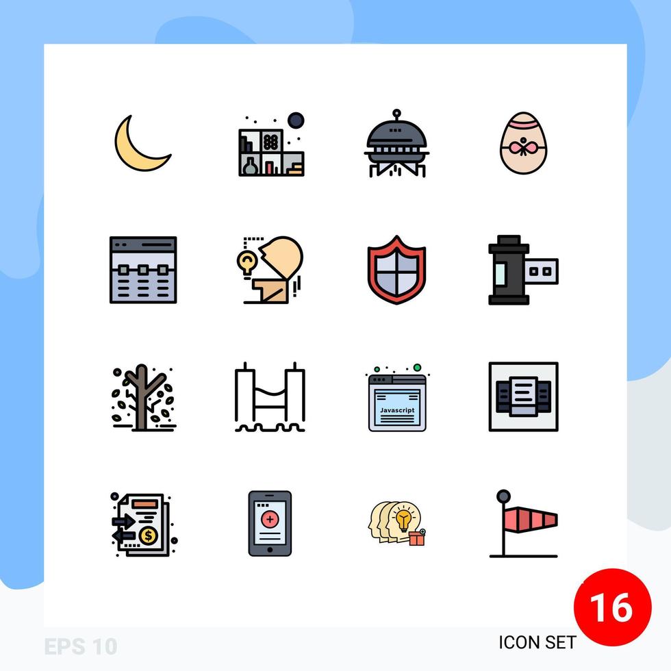 satz von 16 modernen ui-symbolen symbole zeichen für heldenkommunikation raum ei dekoration editierbare kreative vektordesignelemente vektor