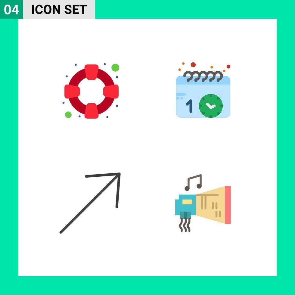 Packung mit 4 modernen flachen Symbolen, Zeichen und Symbolen für Web-Printmedien, wie z vektor