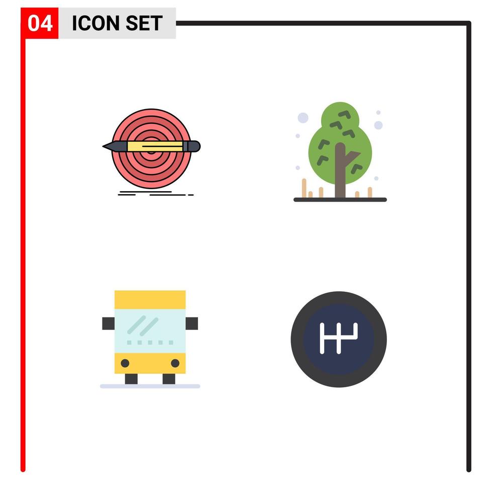 4 platt ikon begrepp för webbplatser mobil och appar design buss uppsättning skog resa redigerbar vektor design element
