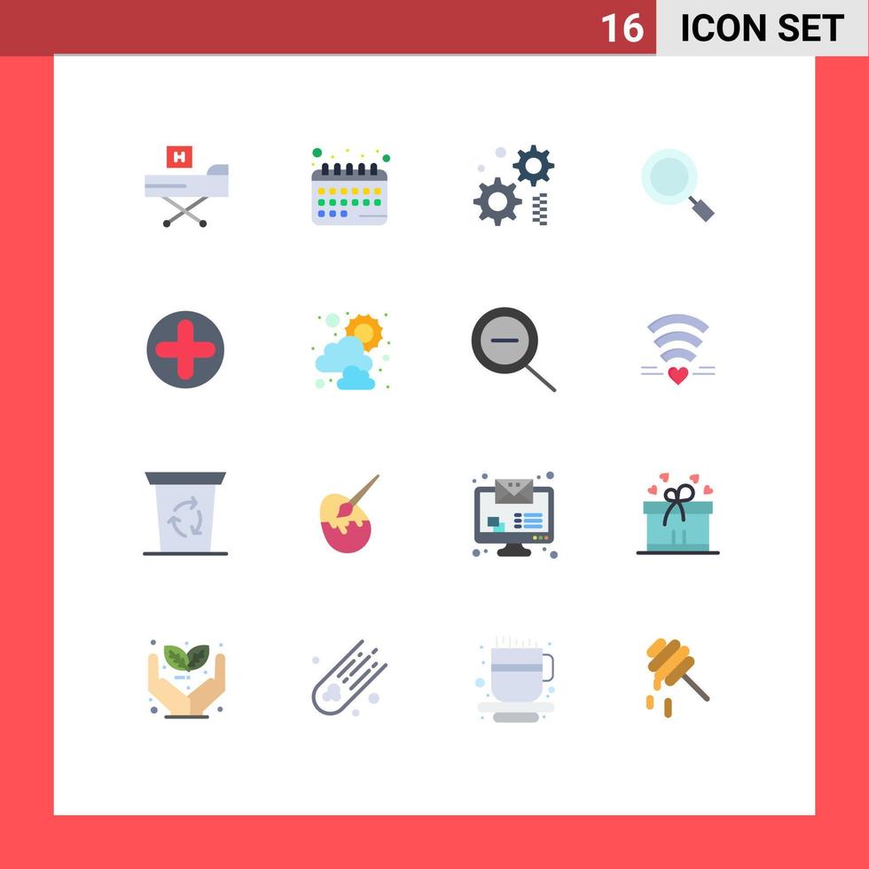 piktogram uppsättning av 16 enkel platt färger av tecken Sök schema förstora allmän redigerbar packa av kreativ vektor design element