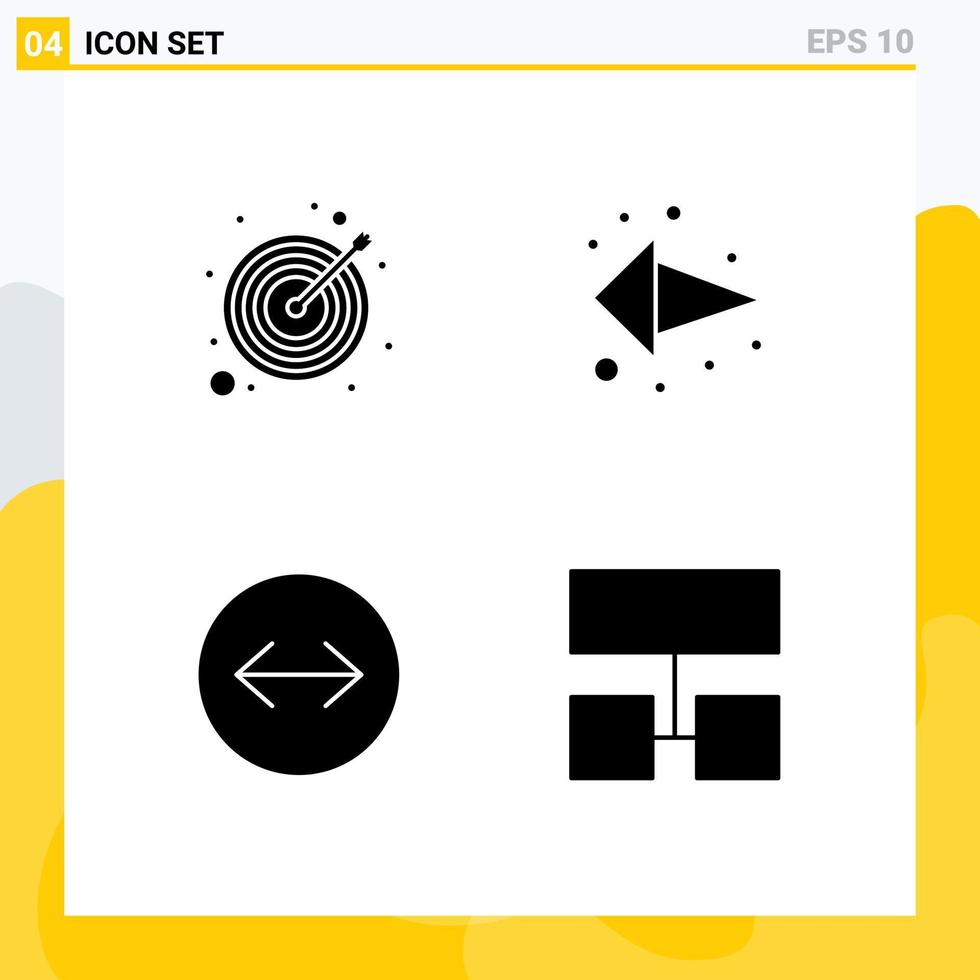 modern uppsättning av 4 fast glyfer och symboler sådan som pil slägga mål vänster layout redigerbar vektor design element