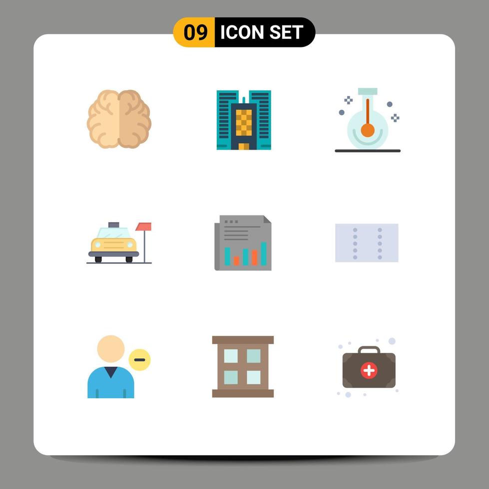 9 användare gränssnitt platt Färg packa av modern tecken och symboler av företag service kemi hotell bil redigerbar vektor design element