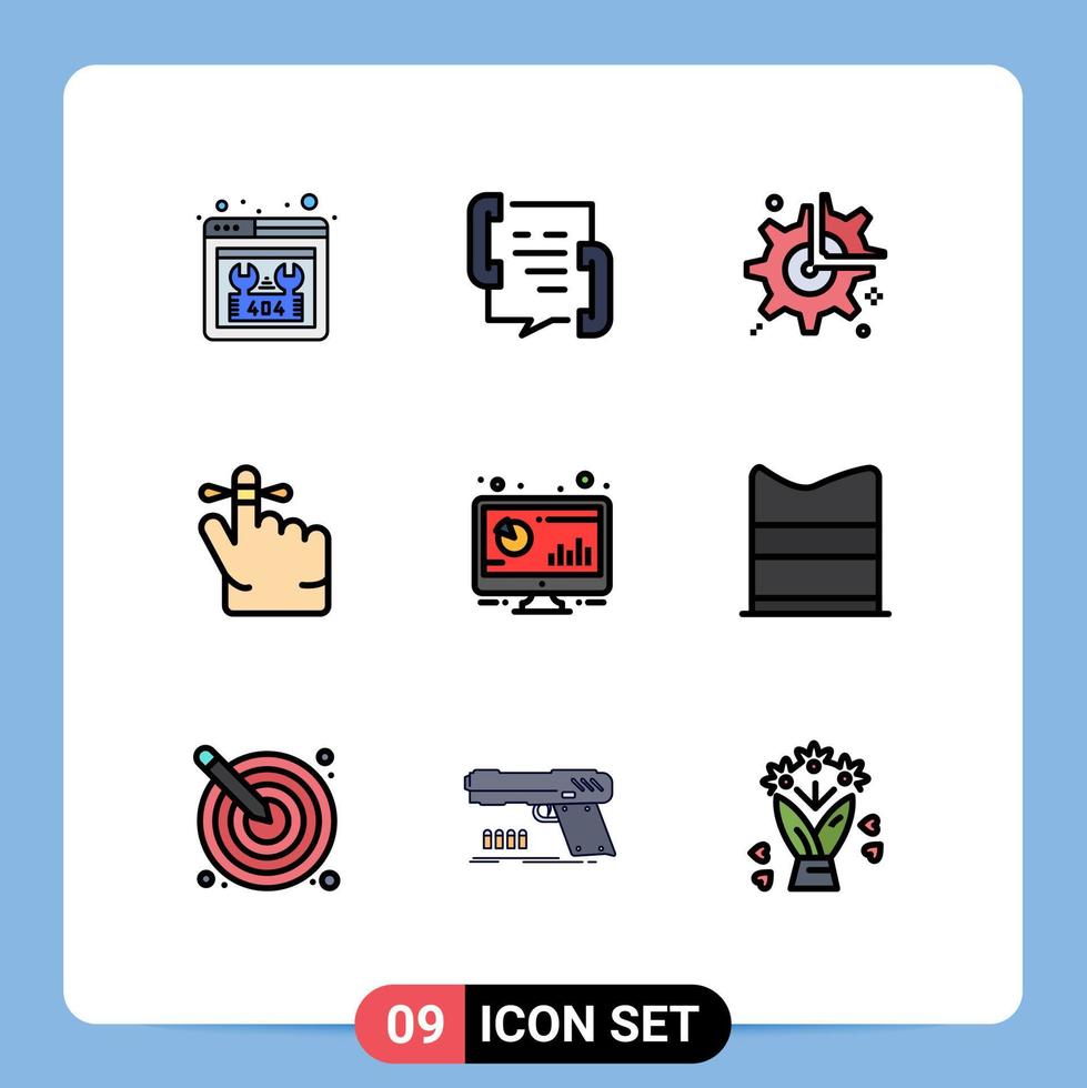 Bearbeitbares Vektorlinienpaket mit 9 einfachen Fülllinien-Flachfarben von analytischen Keep Phone Finger Break editierbare Vektordesign-Elemente vektor