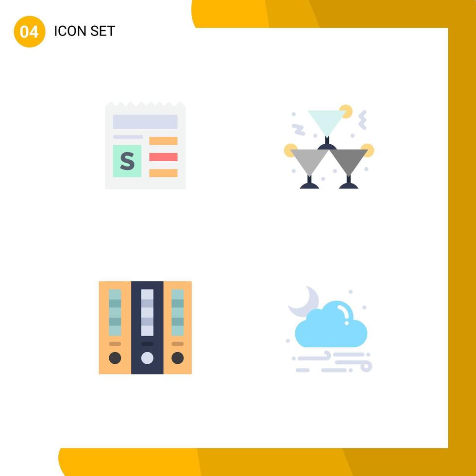 packa av 4 modern platt ikoner tecken och symboler för webb skriva ut media sådan som grundläggande företag Bank fest finansiera redigerbar vektor design element