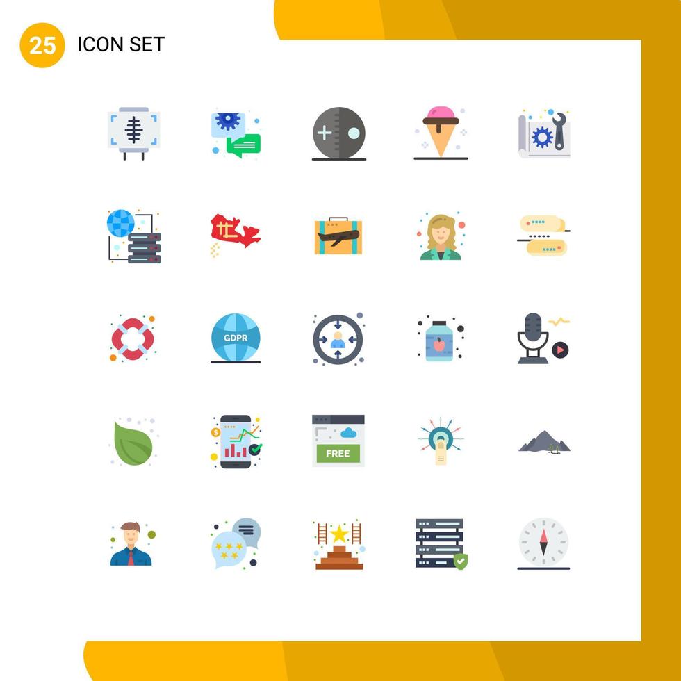 uppsättning av 25 modern ui ikoner symboler tecken för sommar efterrätt redskap grädde punktera redigerbar vektor design element