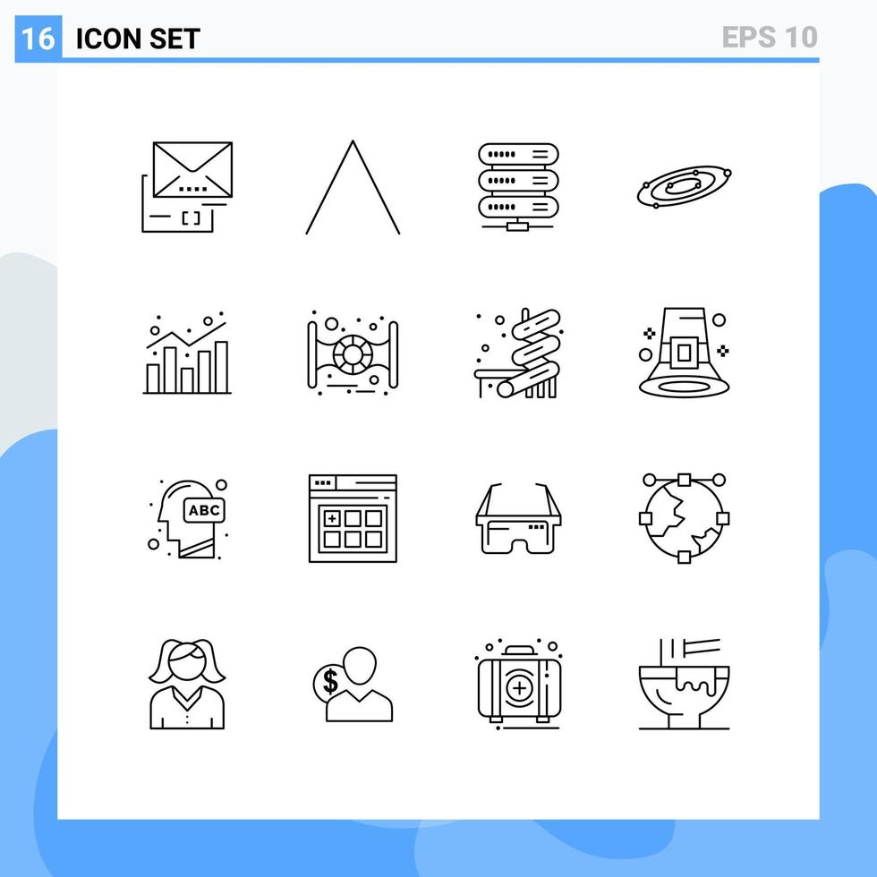 16 Benutzeroberflächen-Gliederungspaket moderner Zeichen und Symbole des Kartenuniversum-Datensystems Astronomie editierbare Vektordesign-Elemente vektor