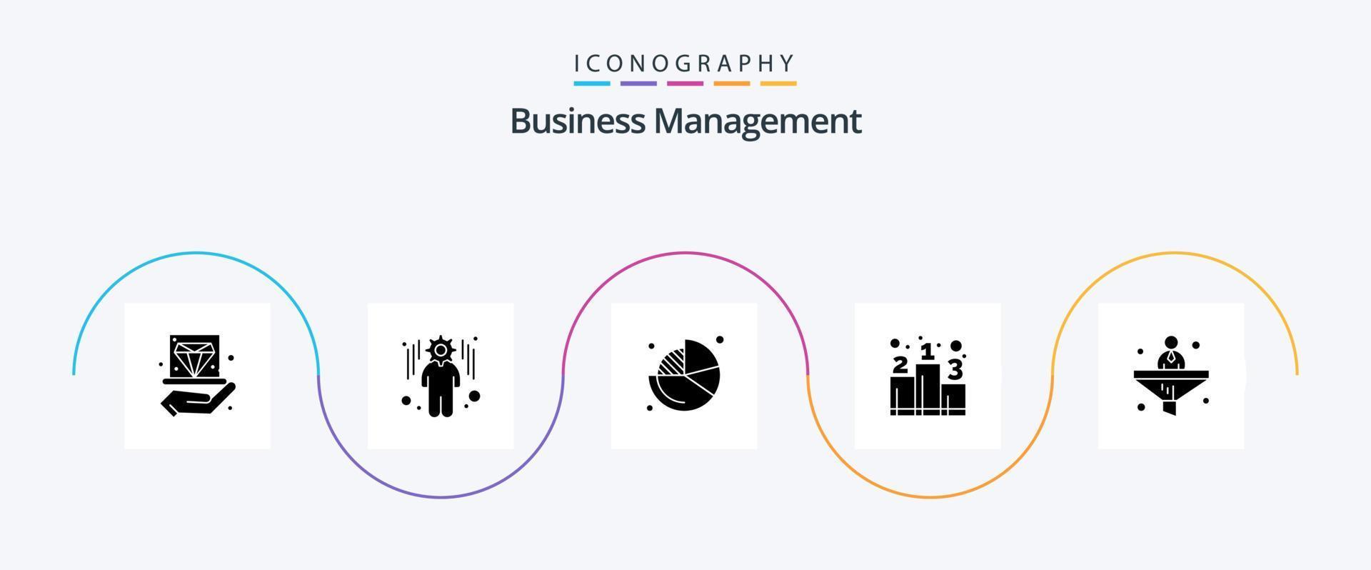 Business Management Glyph 5 Icon Pack inklusive Konvertierung. Strategie. Unternehmen. Rang. Unternehmen vektor