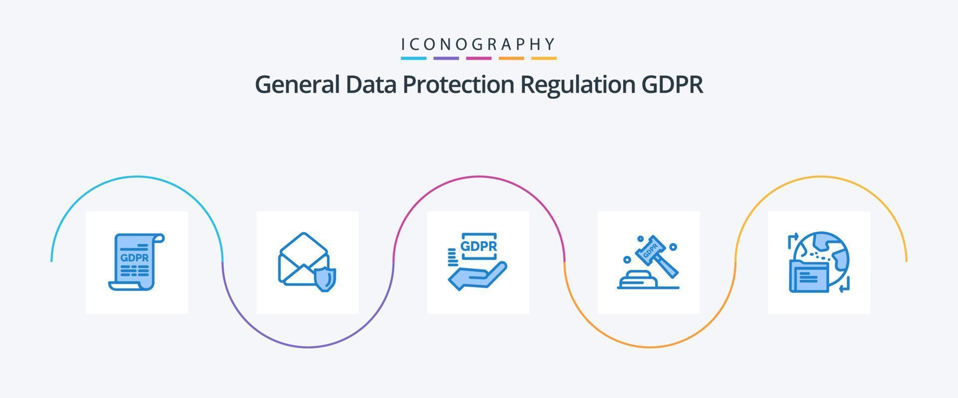 BRP blå 5 ikon packa Inklusive gdpr. lag. efterlevnad. rättvisa. tillämpning vektor