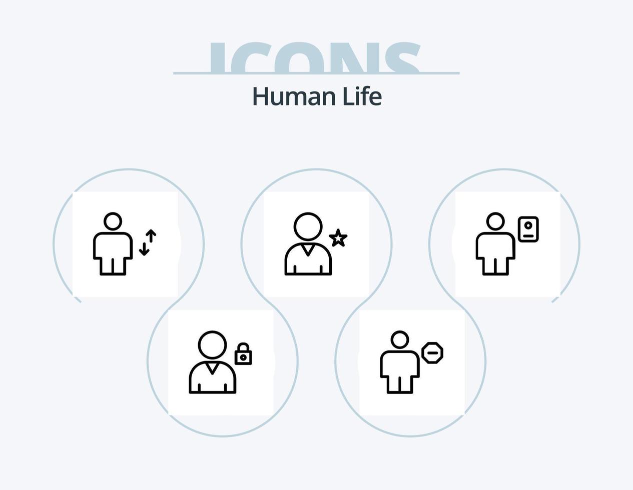 menschliche Linie Icon Pack 5 Icon Design. Karosserie. Benutzer. Benutzerbild. nächste. Land vektor