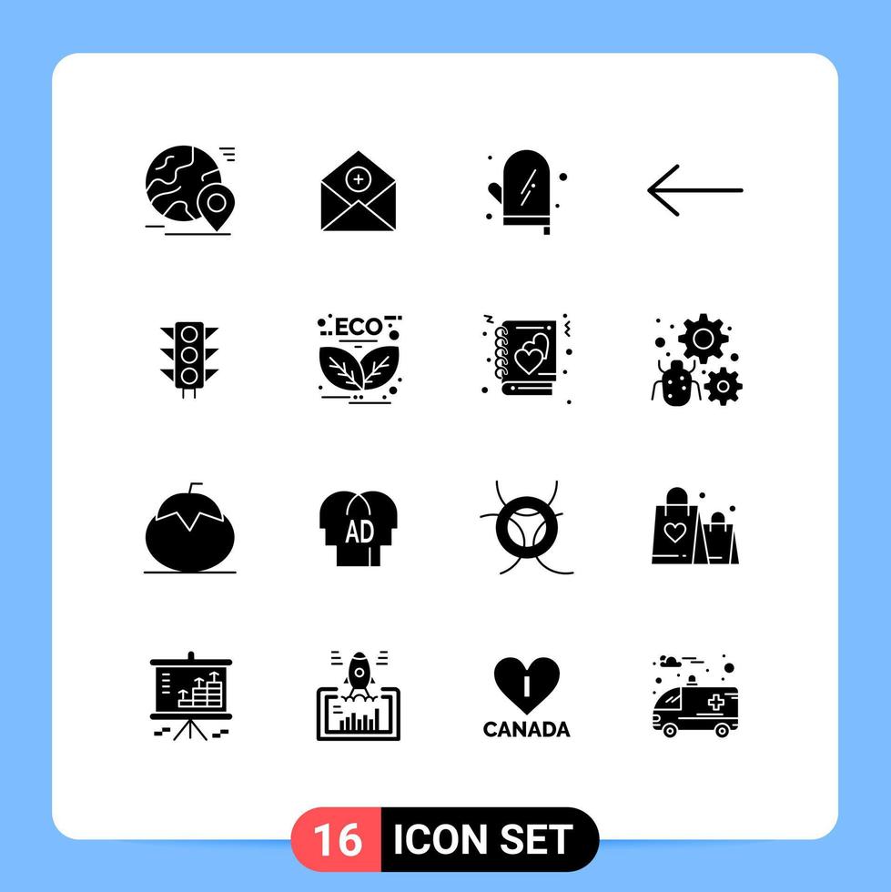satz von 16 modernen ui symbolen symbole zeichen für verkehr pfeil kommunikation küche essen editierbare vektordesignelemente vektor