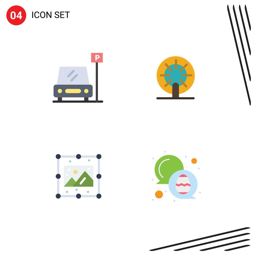4 platt ikon begrepp för webbplatser mobil och appar bil bearbeta område fartyg bild redigerbar vektor design element
