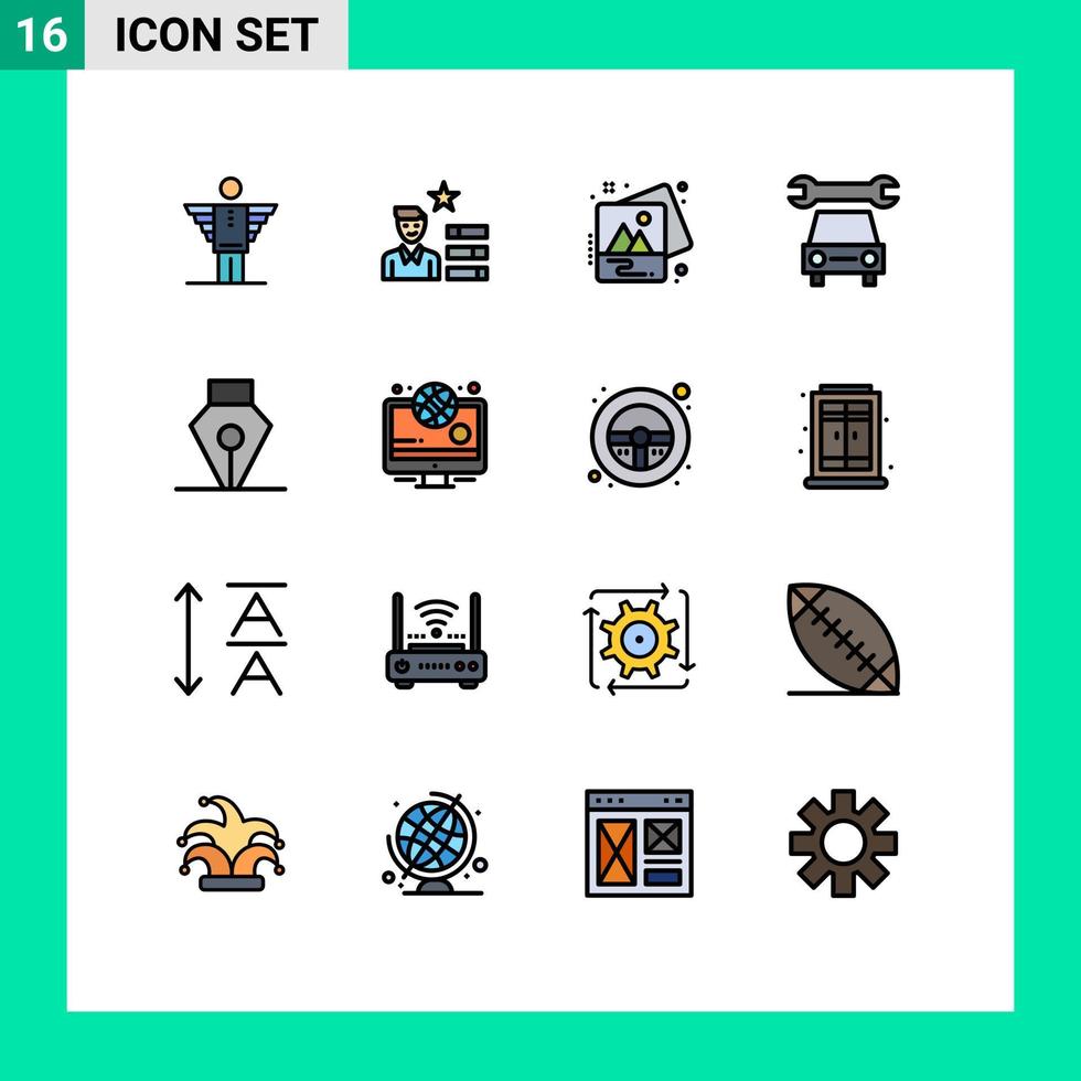 uppsättning av 16 modern ui ikoner symboler tecken för penna service personlig reparera konst redigerbar kreativ vektor design element