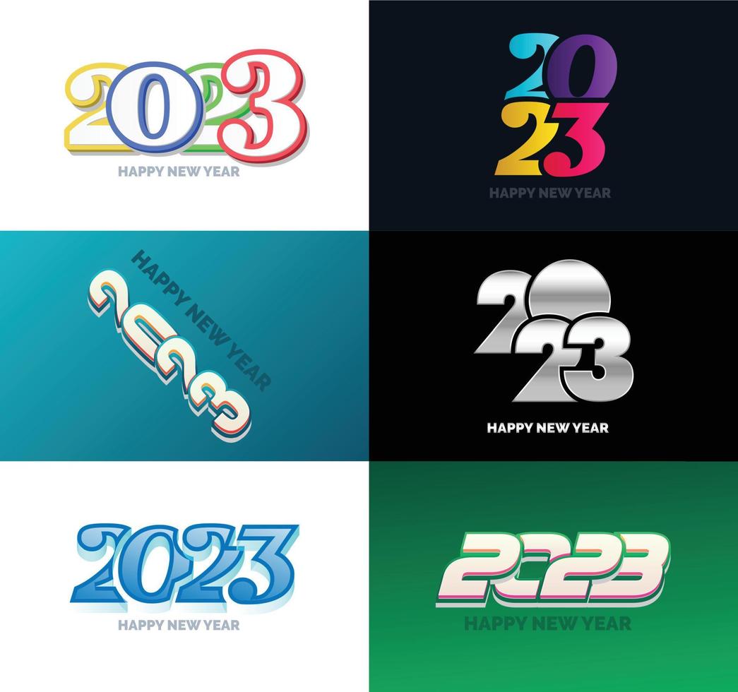 große reihe von 2023 frohes neues jahr logo text design 2023 zahlenentwurfsvorlage vektor