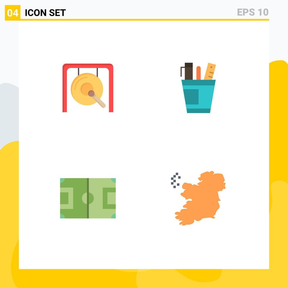 satz von 4 flachen vektorsymbolen auf raster für gongversorgung chinesisches bürofeld editierbare vektordesignelemente vektor