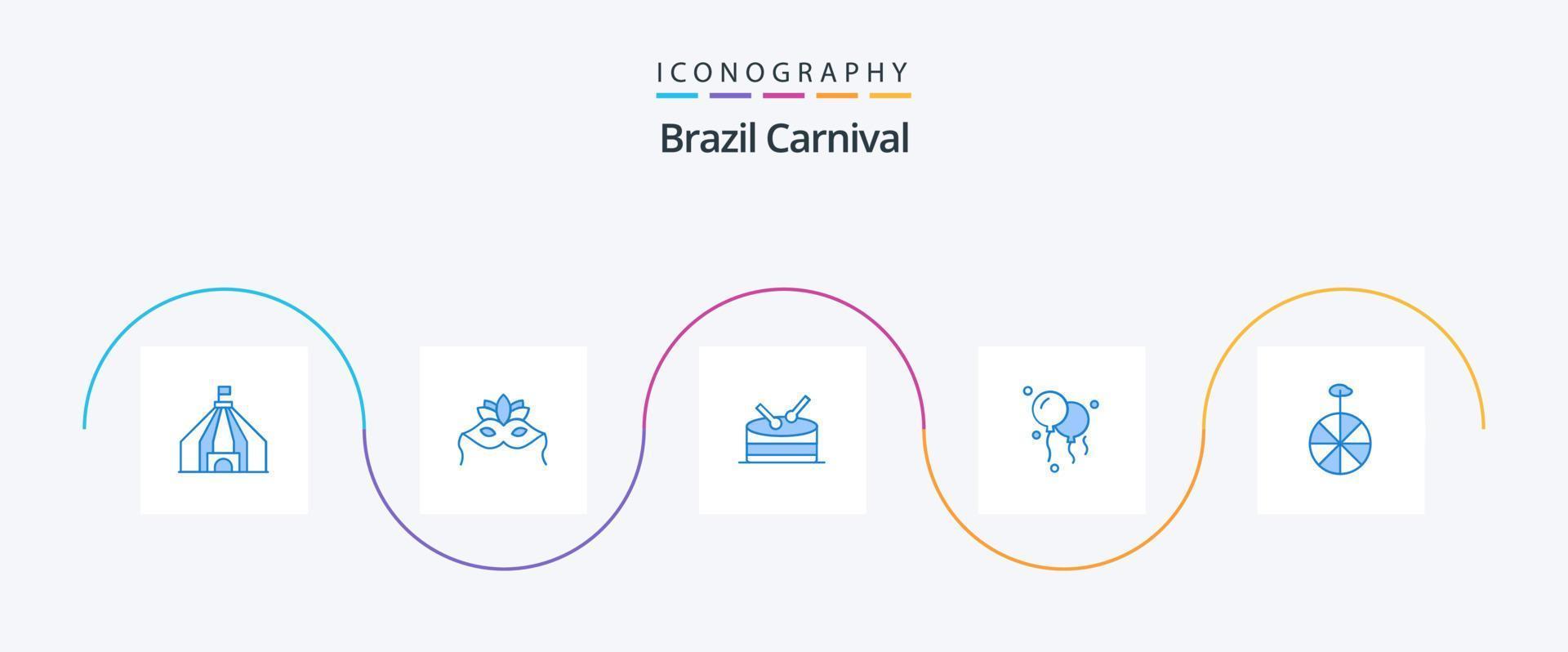 Brasilien Karneval blau 5 Icon Pack inklusive. Feier. Kreislauf vektor