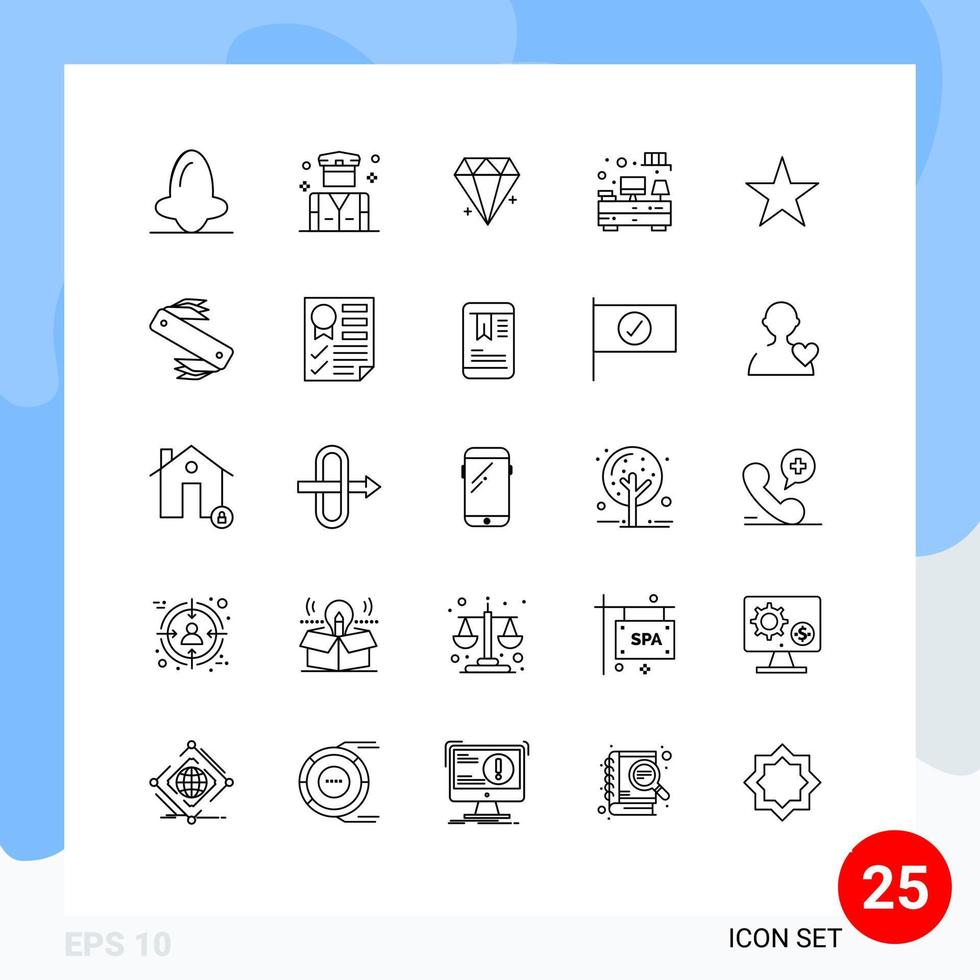 25 kreativ ikoner modern tecken och symboler av bokmärke tabell säkerhet lådor juvel redigerbar vektor design element