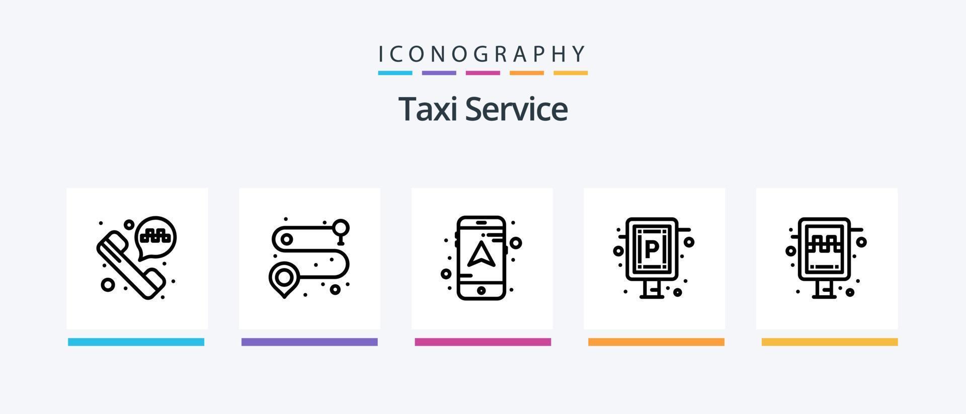 Taxi-Service-Line-5-Icon-Pack inklusive. Treiber. nein. Wagen. Online-Taxibuchung. kreatives Symboldesign vektor